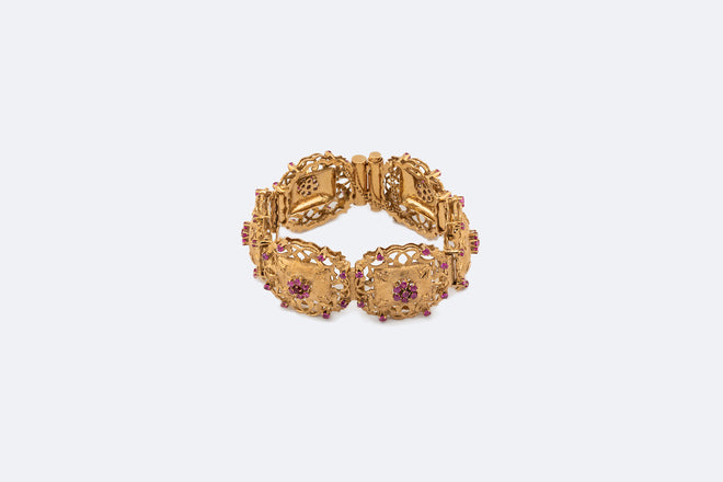 Bracciale vintage in oro con rubini