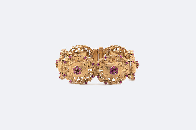 Bracciale vintage in oro con rubini